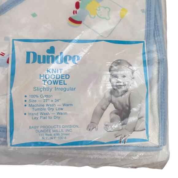 Vtg Baby Bundle New Sealed Receiving Blanket Knit Hooded Towel 90s Blue Boy Set - Picture 3 of 4